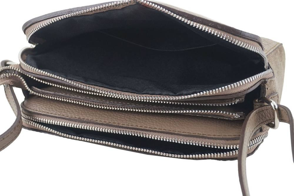 Torebka skórzana zamszowa damska Barberini's 885/1-11 listonoszka croco mała ciemnobrązowa - styl miejski i elegancka sylwetka