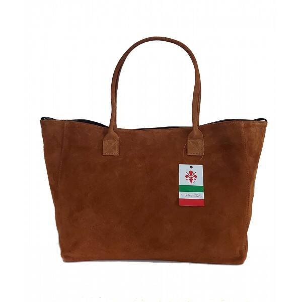 Torebka skórzana zamszowa damska Vera Pelle WGXL5C worek XL A4 camel - cecha produktu