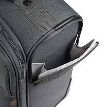 Walizka kabinowa materiałowa unisex Delsey Maubert mała miękka 45 cm antracytowa - eleganckie detale i uchwyty