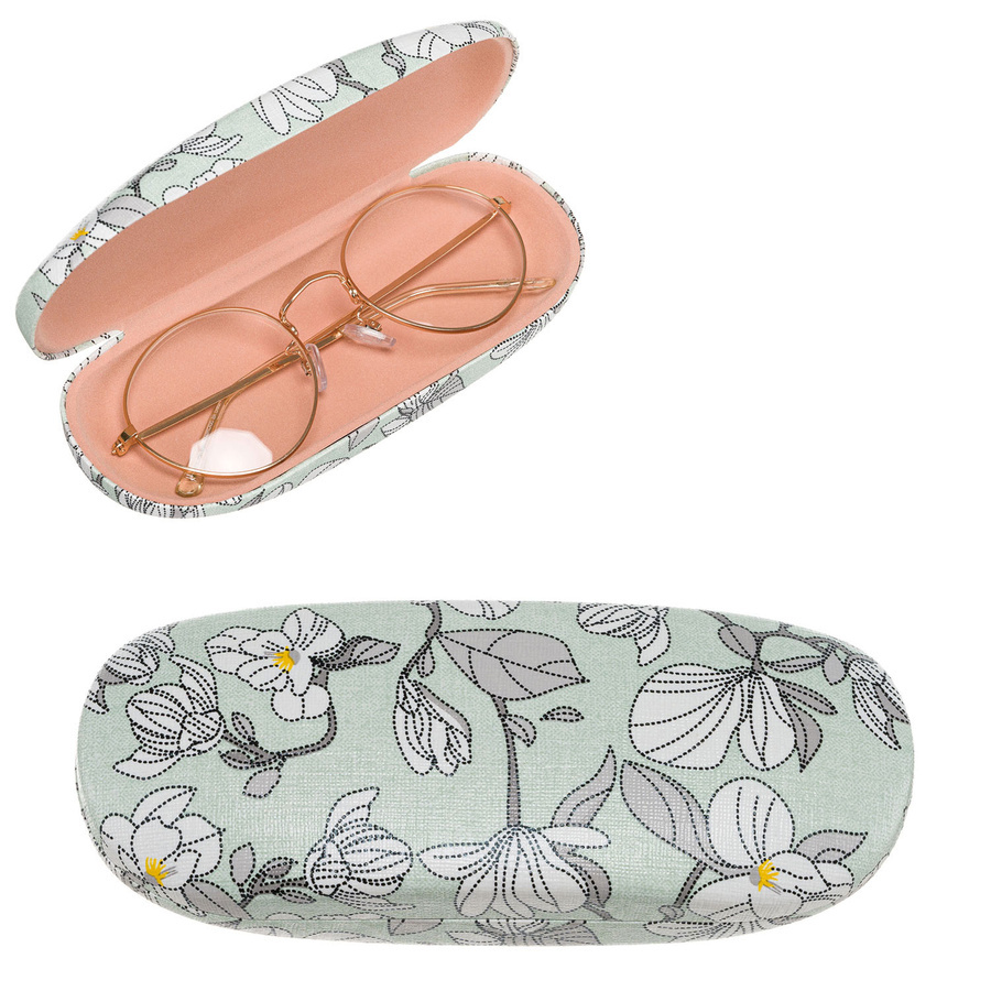 Miętowe kwieciste etui na okulary 4U Cavaldi W-1428-BL