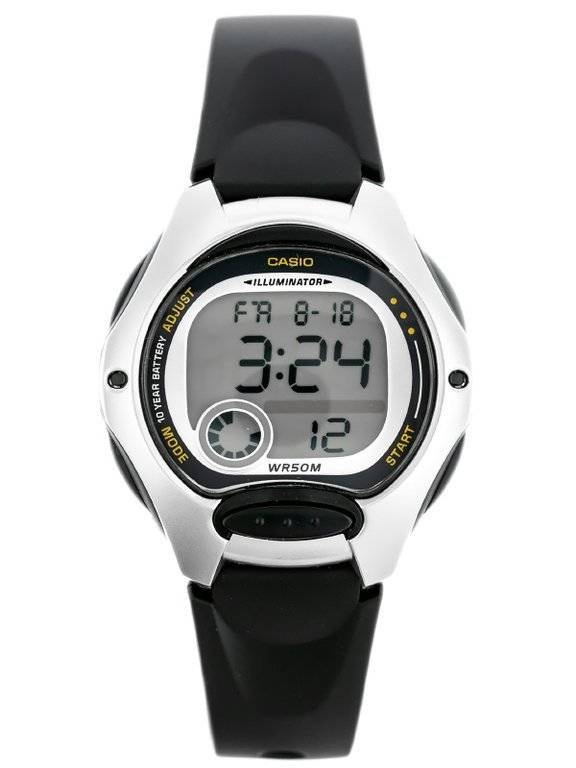 Czarny zegarek dla dzieci Casio LW-200-1AVDF - zegarek z przodu na białym tle