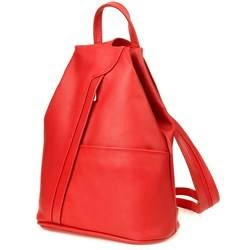 Skórzany mały plecak damski miejski plecaczek czerwony T52