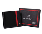 Skórzany portfel męski na karty czarny RFID — Rovicky N01-RVTP-3012