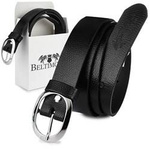 Skórzany pasek damski czarny skóra węża - Beltimore U54