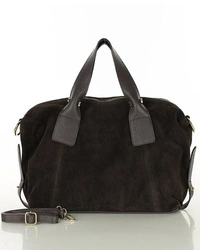 Torebka damska skórzana zamszowy worek hobo bag ciemny brąz MARCO MAZZINI s288c