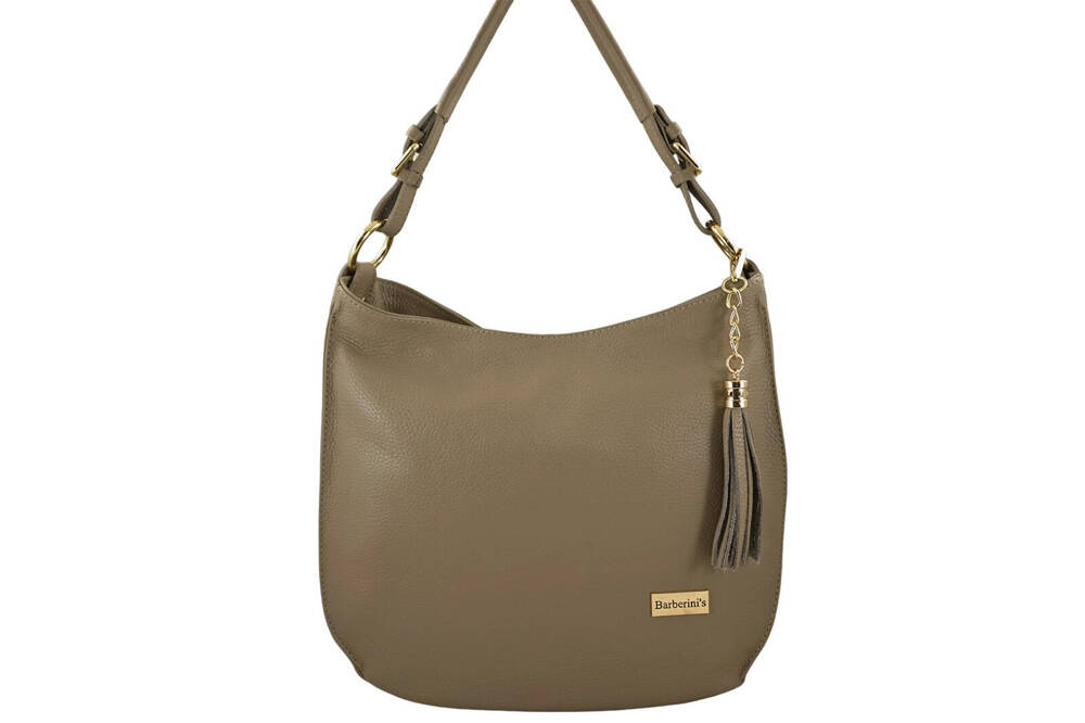 Torebka ze skóry licowej damska Barberini's 986-2 shopper A4 beżowa - cecha produktu