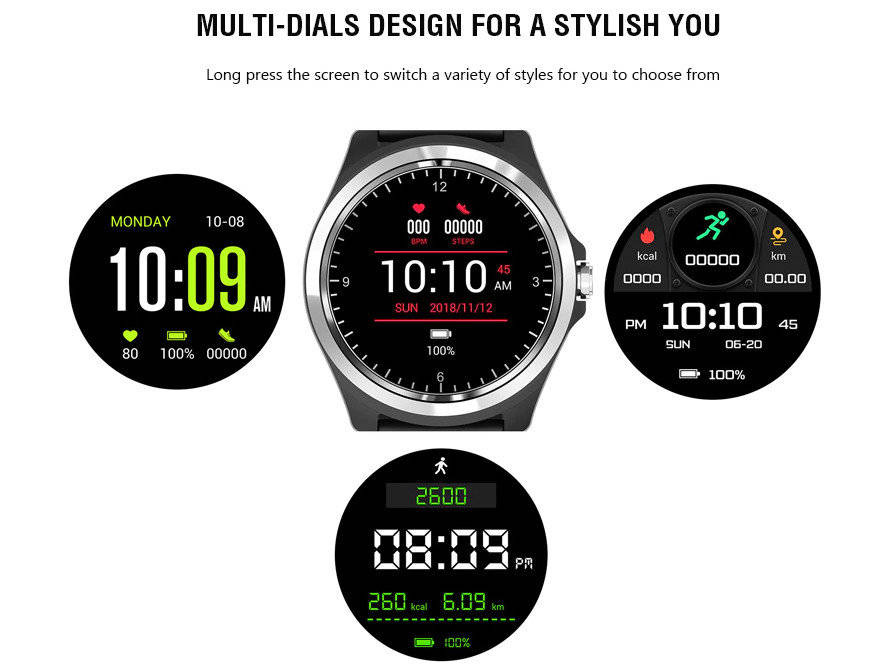 Niebiesko-czarny smartwatch męski Pacific 26-4 - grafika z wyborem motywów tarczy