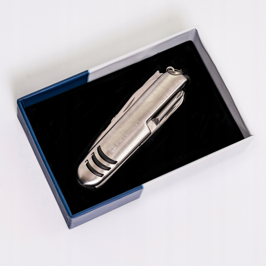 Srebrny scyzoryk Peterson S22-10 w firmowym pudełku
