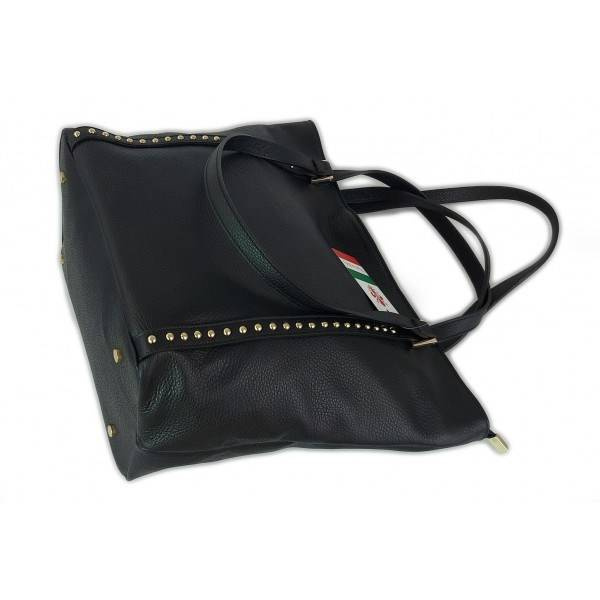 Torebka skórzana damska Vera Pelle WM555N worek shopper A4 czarna - cecha produktu