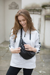 Torebka skórzana unisex VOOC EP19 nerka crossbody mała czarna