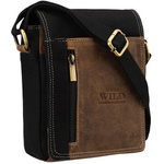 Torba skórzano-canvasowa męska Always Wild AW-MN10S-MHC listonoszka czarno-brązowa