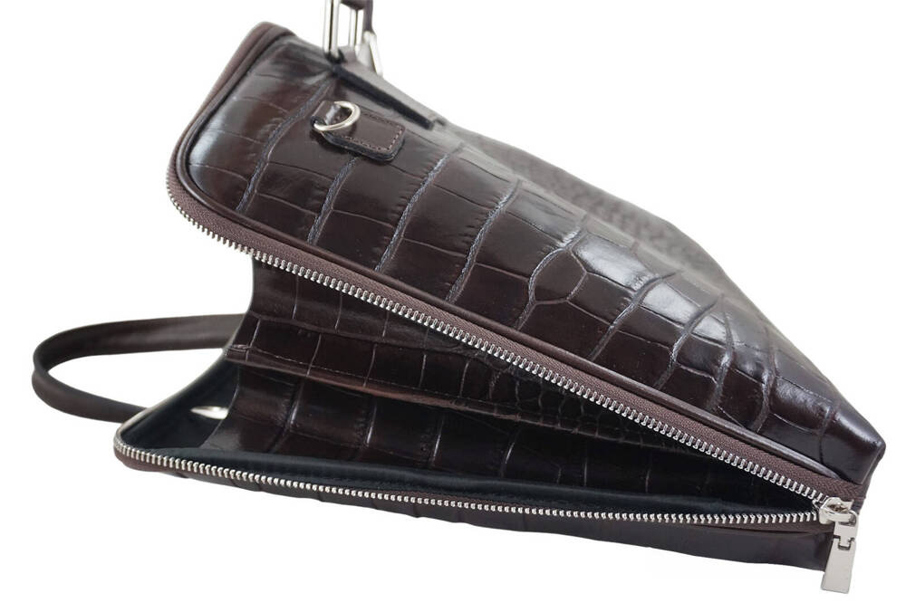 Torba ze skóry naturalnej damska Barberini's 118/1-11 na laptopa A4 croco ciemnobrązowa - cecha produktu