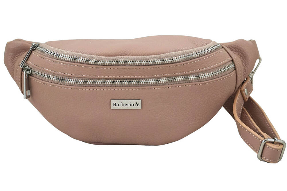 Saszetka z naturalnej skóry damska Barberini's 985-18 nerka crossbody pudroworóżowa - cecha produktu