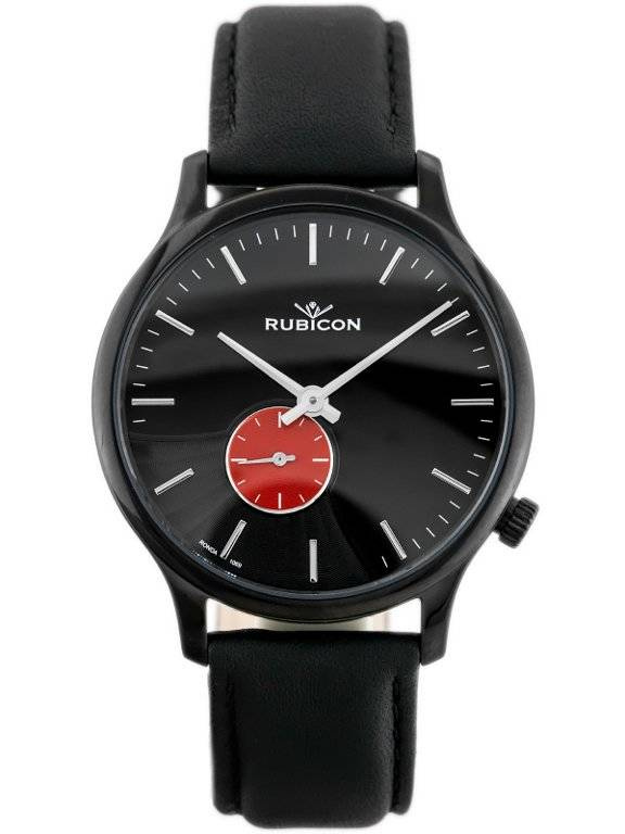 Czarny zegarek męski Rubicon RNCE07 - z przodu na białym tle
