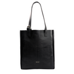 Skórzana torebka damska skóra węża shopper bag czarna worek - Solier FL27
