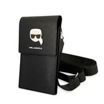 Torebka ze skóry eko damska Karl Lagerfeld Metal Karl Head listonoszka mała czarna