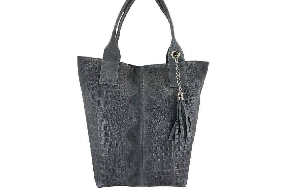 Torebka ze skóry naturalnej damska Barberinis 375/7-3 shopper bag croco A4 szara - cecha produktu