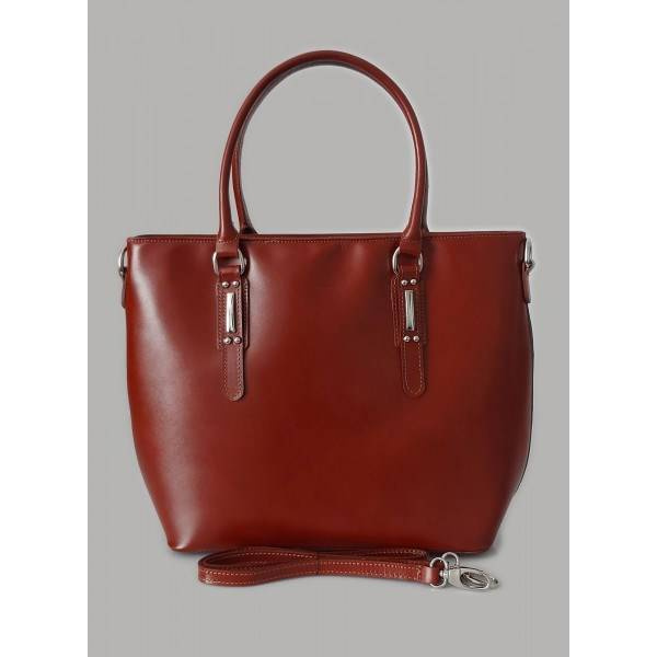 Torba skórzana damska Vera Pelle SB524M shopper A4 brązowa - shopper do pracy i miasta