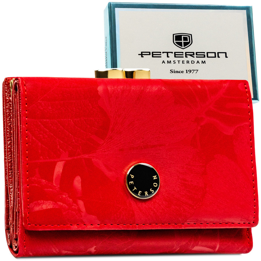 Czerwony portfel Peterson PS15-09-MLF w liście