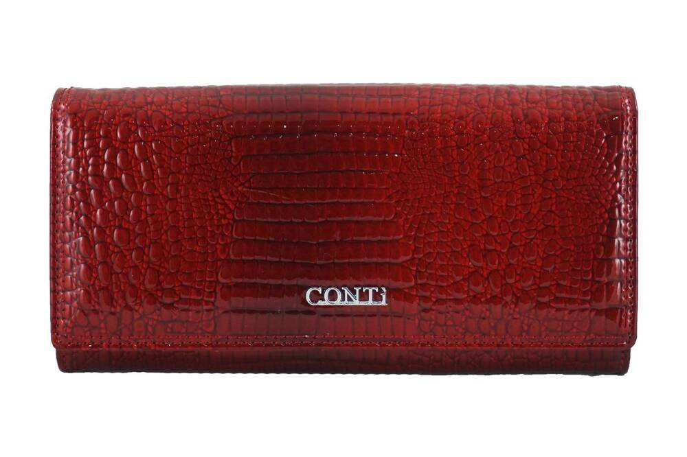 Portfel ze skóry lakierowanej damski CONTI 5288-A-13 klasyczny croco czerwony - cecha produktu
