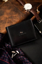 Klasyczny skórzany portfel męski czarny na karty - Rovicky RV-7870-BCA