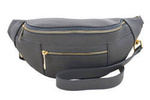 Torebka ze skóry licowej damska Barberini's 935/1-28 nerka crossbody ciemnoszara