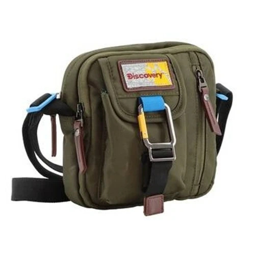Torba Discovery Icon 713 khaki pod kątem, z kieszenią z klapą zapinaną na metalowy karabińczyk