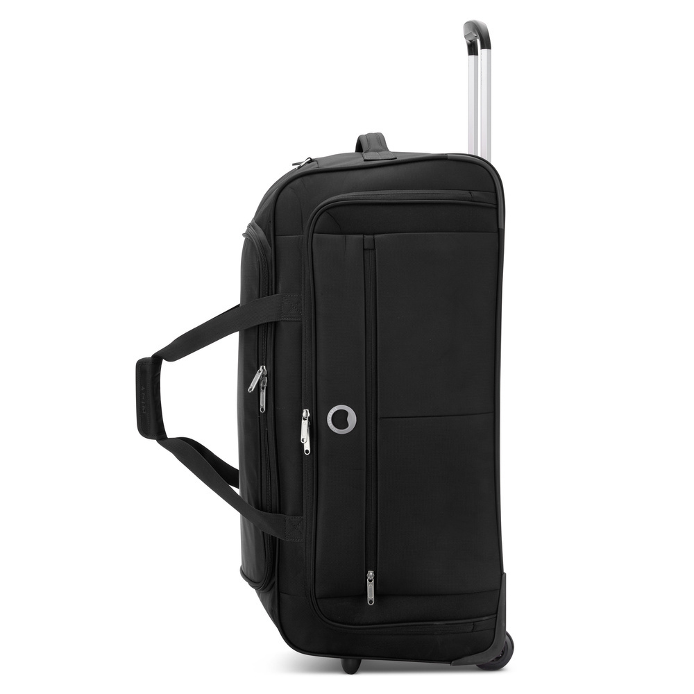 Torba podróżna materiałowa unisex Delsey PIN UP 5 sportowa duża czarna - widok z boku i uchwyty