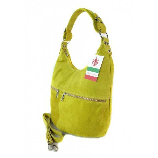 Torebka skórzana zamszowa damska Vera Pelle W345GL2 shopper bag A4 żółta - cecha produktu