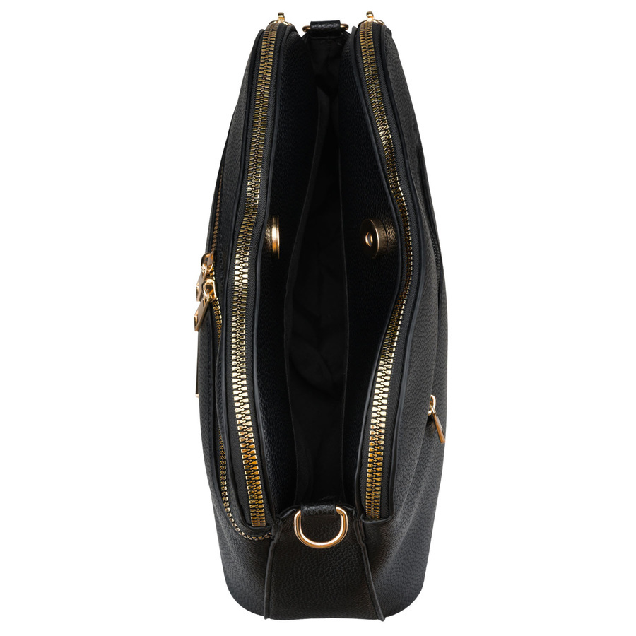 Torebka ze skóry ekologicznej damska Peterson JK6-08 listonoszka crossbody mała czarna - noszenie crossbody na ramieniu