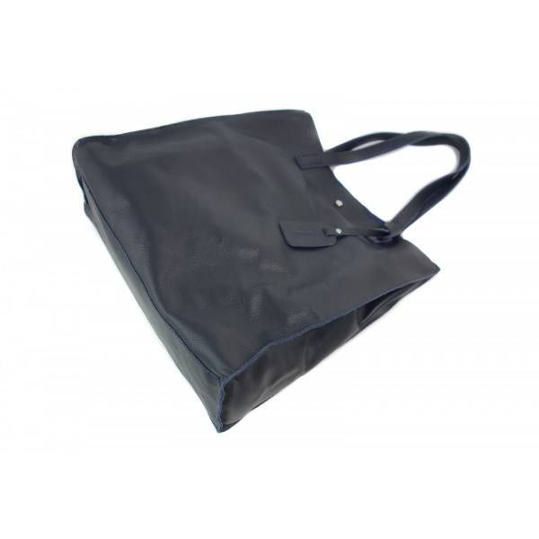 Torebka skórzana damska Genuine Leather GL46BS shopper bag A4 granatowa - wnętrze i organizacja przestrzeni