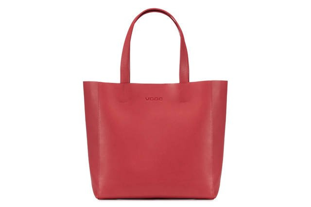Torebka skórzana z juchtu damska VOOC P44 shopper bag KATE A4 koralowa - front produktu