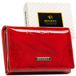 Lakierowany czerwony portfel damski skórzany średniej wielkości  RFID - Rovicky