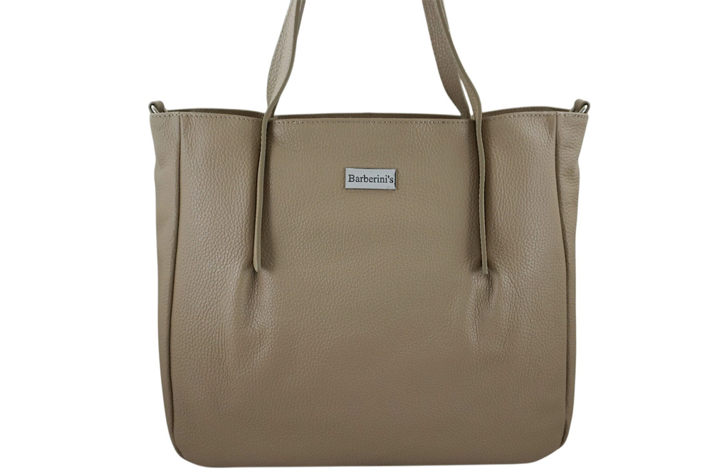 Torebka ze skóry licowej damska Barberini's 995-2 shopper A4 beżowa - cecha produktu