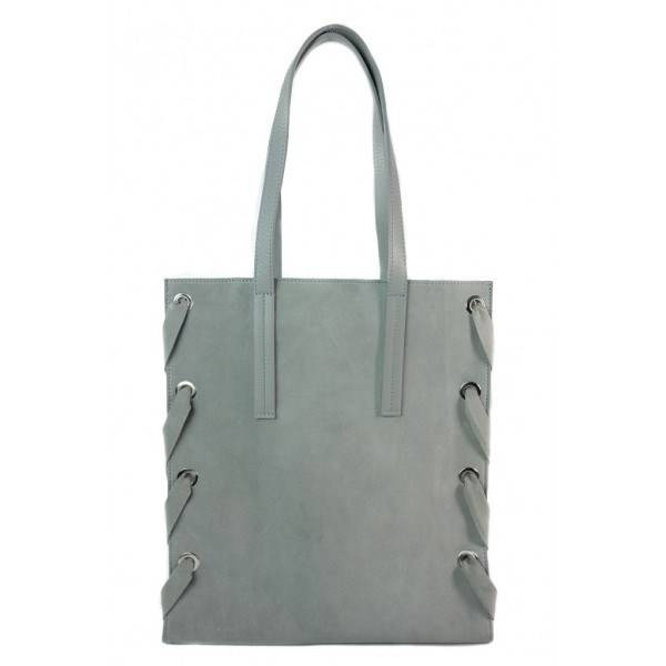 Torebka skórzana zamszowa damska Vera Pelle WK745G shopper worek A4 szara - cecha produktu