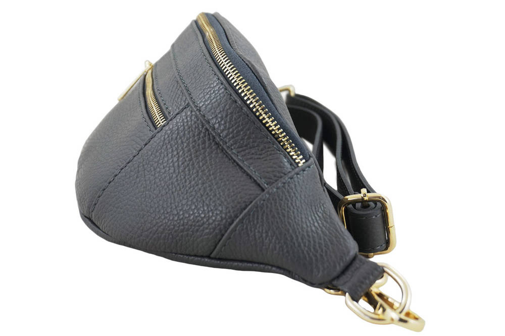 Torebka ze skóry licowej damska Barberini's 935/1-28 nerka crossbody ciemnoszara - cecha produktu