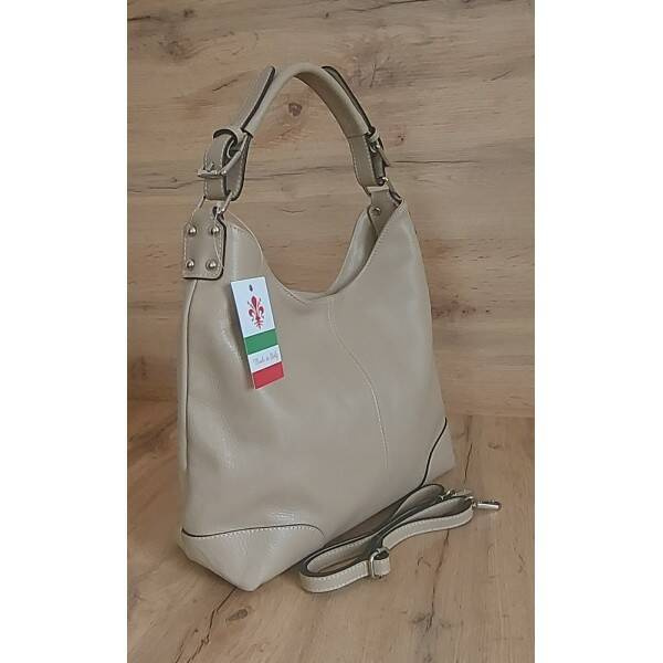 Torebka skórzana damska Vera Pelle VORX12T worek shopper A4 beżowa - cecha produktu