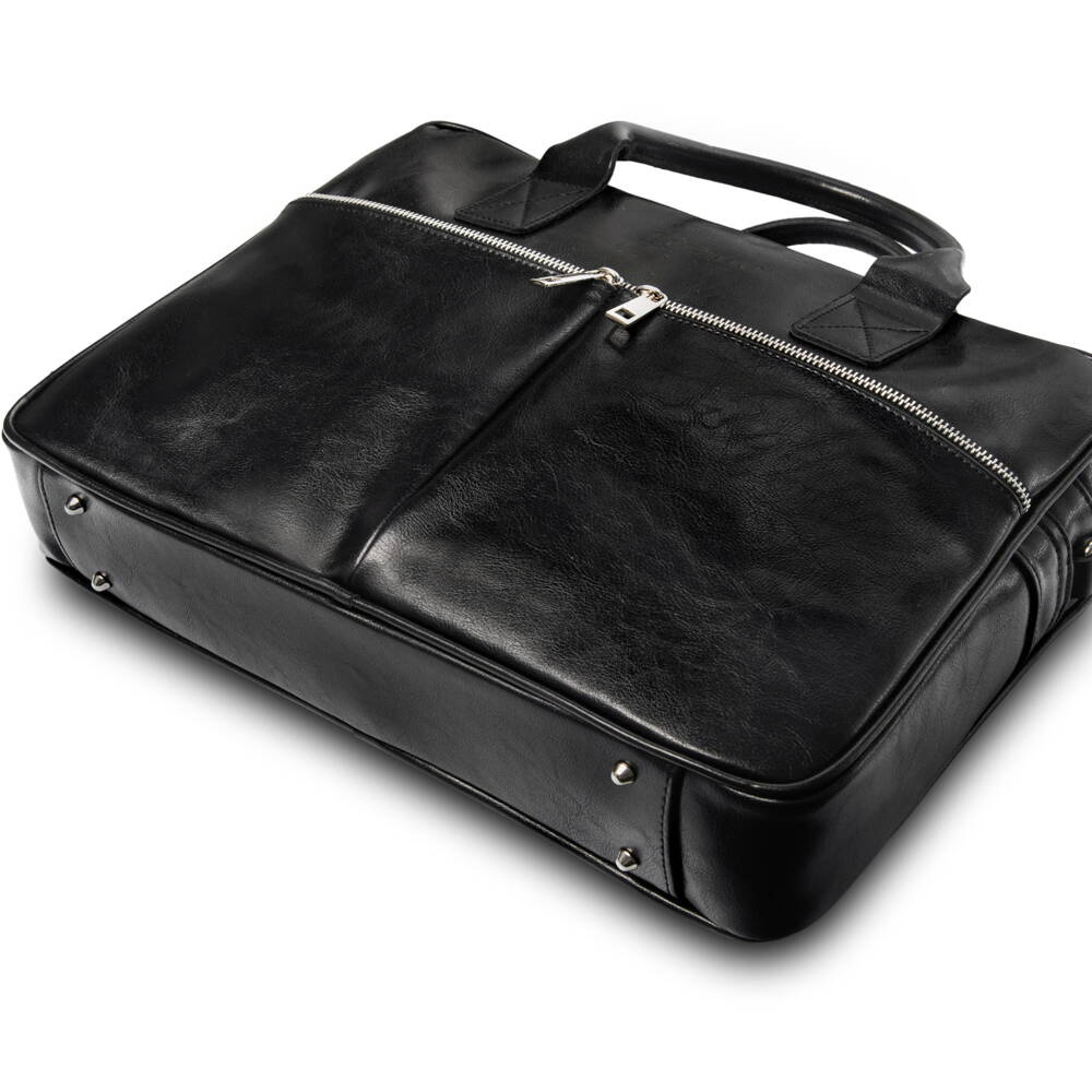 Torba skórzana męska Tizano TM11 na laptopa A4 czarna - elegancki wygląd zewnętrzny