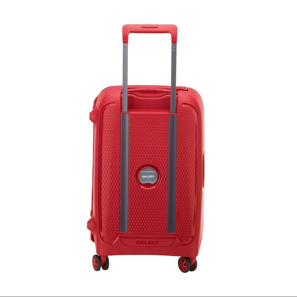Walizka z polipropylenu unisex DELSEY Moncey kabinowa 55 cm czerwona - kółka i ergonomiczne detale