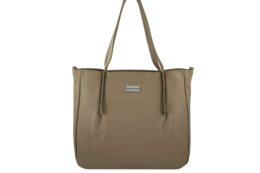 Torebka ze skóry licowej damska Barberini's 995-2 shopper A4 beżowa - cecha produktu