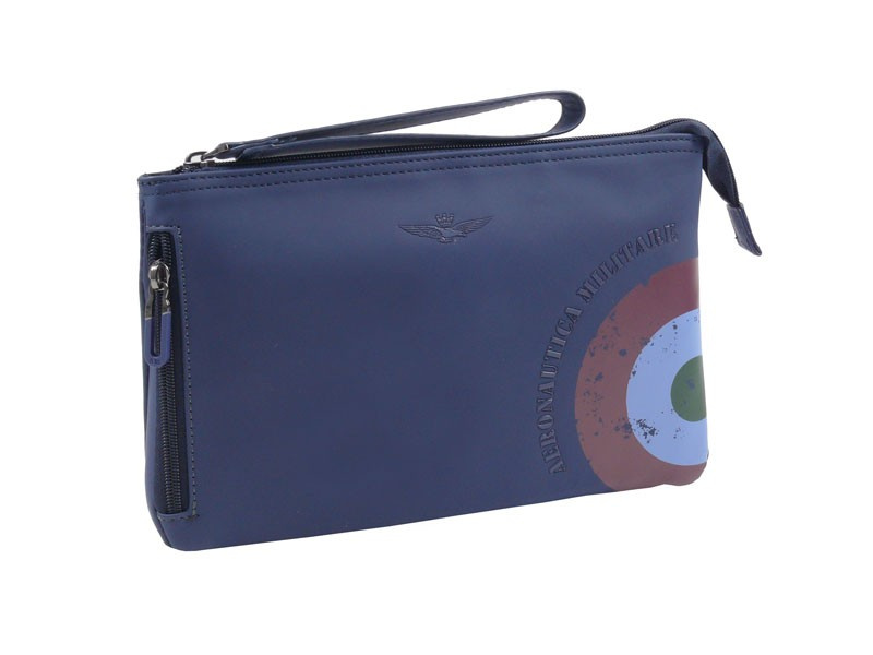 Saszetka z poliestru unisex Aeronautica Militare Runway kosmetyczka niebieska - widok z przodu