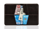 Skórzany portfel slim wallet ciemnobrązowy - SOLIER SW10