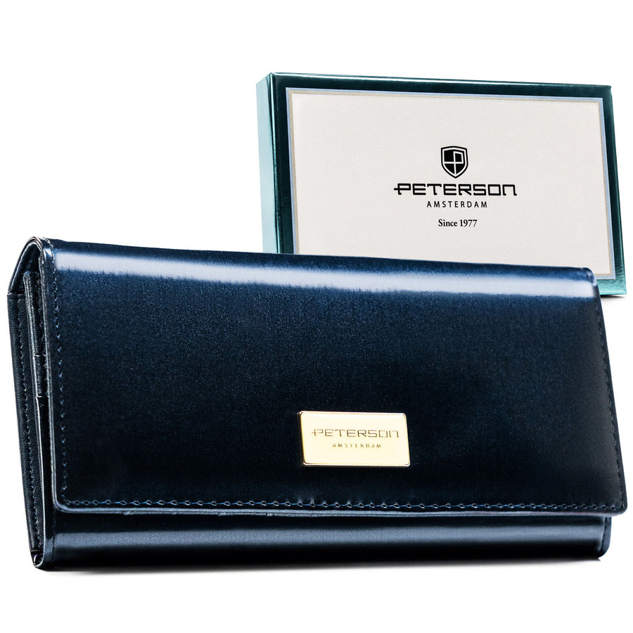 Granatowy portfel Peterson PX27-DYS lakierowany