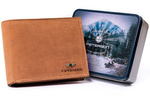 Klasyczny skórzany portfel męski camel — Peterson 304 2-1-5