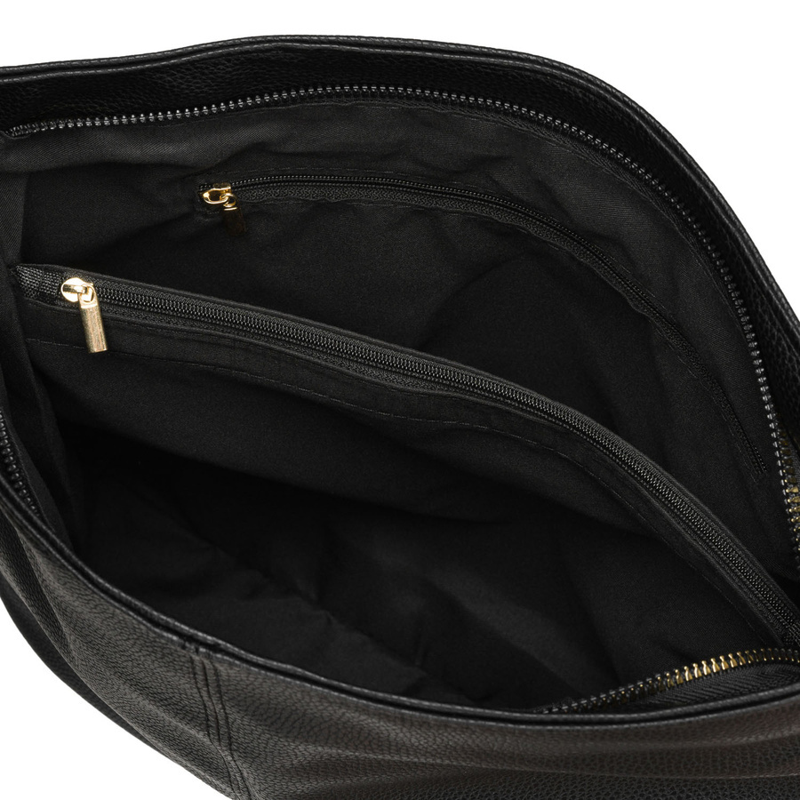 Torebka ze skóry ekologicznej damska Peterson JK6-06 listonoszka crossbody średnia czarna - regulowany pasek crossbody