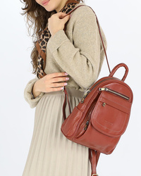 Skórzany plecak damski miejski plecaczek brązowy - MARCO MAZZINI vs83b