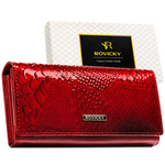 Portfel damski ze skóry naturalnej Rovicky RPN-24A-RSP poziomy croco czerwony