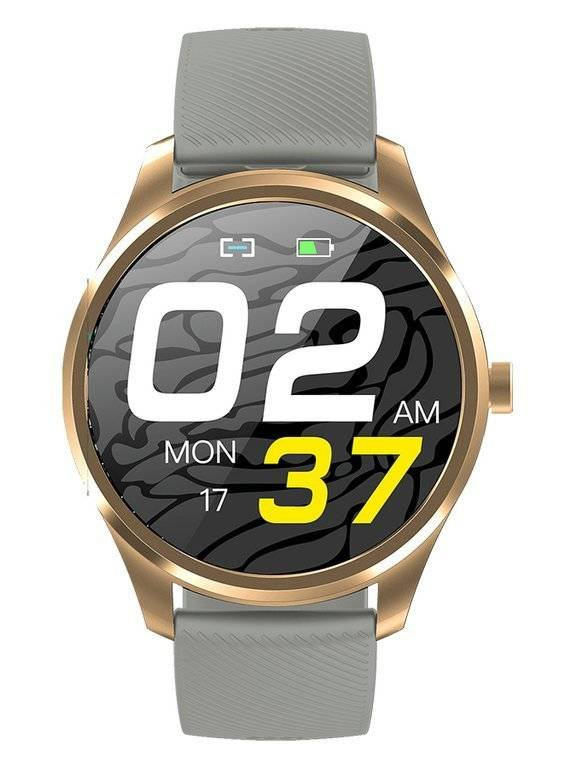 Czarno-złoto-szary smartwatch męski G. Rossi SW012-5 - smartwatch na szarym pasku z przodu