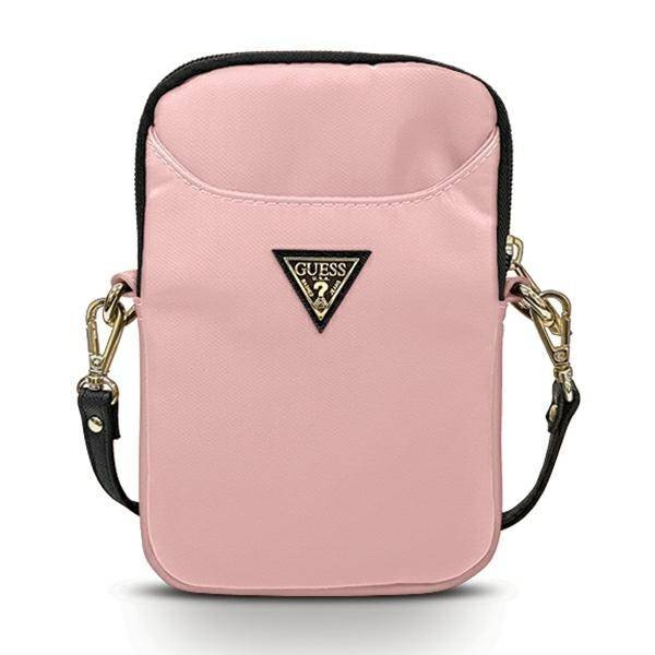 Torebka damska z nylonu Guess Nylon Triangle listonoszka mała jasnoróżowa - widok z przodu