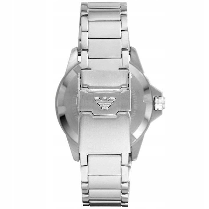 Srebrny zegarek męski Emporio Armani AR11339 - tył koperty i zapięcie bransolety